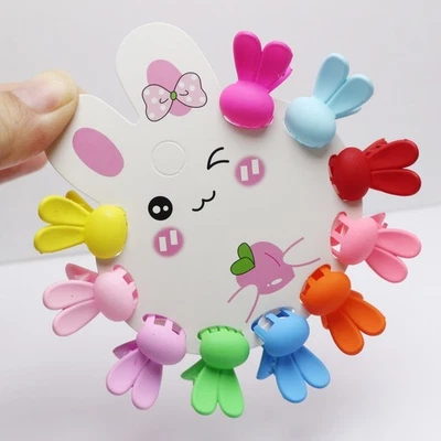 20 Mixed Color Rubber Tone Plastic Cute Bunny Rabbit Hair Claw Clips Clamp 24mm  - Image 1 of 4