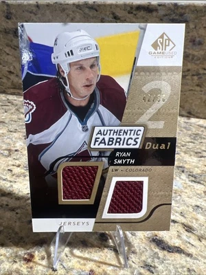 2008-09 SP GU Authentic DUAL JERSEY Fabric Ryan Smyth GOLD/50 Colorado Avalanche - Image 1 of 4