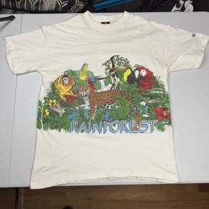 Vintage 1991 Habitat White Rainforest T-Shirt Wrap Around Print Gr. L USA - Bild 1 von 11