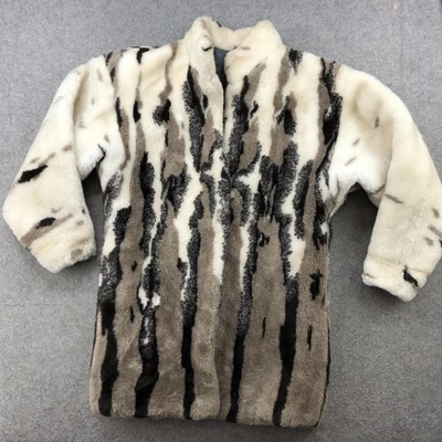Vintage Faux Fur Coat Womens Medium Animal Print Long Jacket 70s 60s - Image 1 of 4