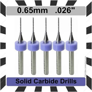 0,026 Zoll 0,65 mm #71 VHM-Bohrer 5-teilig Premium Hartmetall 1/8 Schaft R/S - Bild 1 von 4