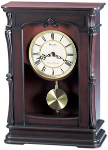 Abbeville Walnut 13 1/4" High Bulova Mantel Clock - Picture 1 of 1