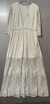 VESTIDO DE NOVIA DE ENCAJE CHICS FRITOS DEL SUR TALLA XXL Boho Fairy Hippie Cottage Foto 1 de 4