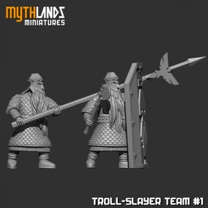 Resin 28mm Dwarf Troll Slayer Team. Vault Warden Team.  Lord of the Rings MESBG - Picture 1 of 2