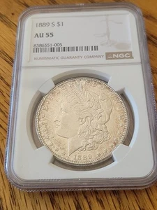 1889 S Morgan Silver Dollar NGC AU55 -- NO RESERVE Auction - Picture 1 of 5