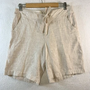 Pantalones Cortos Mujer 100% Lino Talla 8 Beige Euro Verano Viaje Costero Pescador Preppy - Imagen 1 de 10