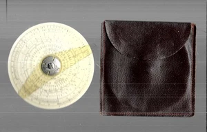 Amerikanischer Kreisrechenschieber Vintage 1936 mit dünnem Lederetui - Bild 1 von 2