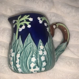 DE COLECCIÓN andrea POR SADEK LIRIO DEL VALLE MAYÓLICA CREMA JARRA COBALTO - Imagen 1 de 9