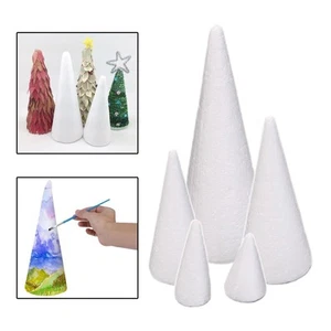 5 Pieces Craft Foam Cones Foam Tree Cones Handmade White Polystyrene Cones for - Picture 1 of 7