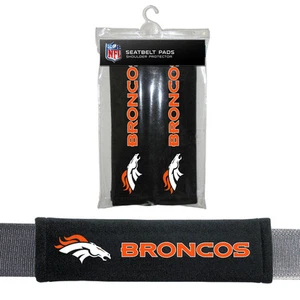 NFL Denver Broncos Seat Belt Pads Velour Pair by Fremont Die - Picture 1 of 3
