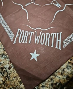 Fort Worth Bandana Brown & White 21" Square - Picture 1 of 7