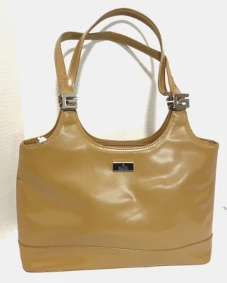 Camel Beige Designer Look Double Handle Hobo Style Shoulder Handbag - Image 1 of 4