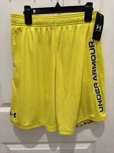 Under Armour Youth Boys Size LARGE Loose Fit Shorts Neon Yellow NEW - Picture 1 of 6