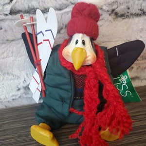 Neu mit Etikett Russ Berrie Weihnachten Land Leute Iglu Pinguin Skifahrer Stofftier Dekoration - Bild 1 von 8