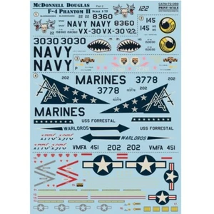 US NAVY F-4 Phantom Mig Killers Part 2 Decals 1:72 PS 72-059 for Aircraft model - Picture 1 of 3