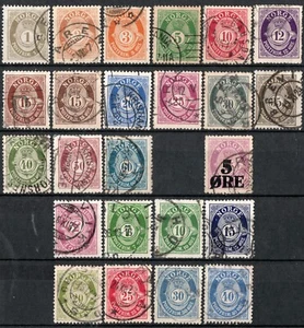 4065 Noruega 1909-29, NK 96-128, juegos completos Posthorn, canc. MI 75, SC #74. - Imagen 1 de 1