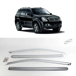 Chrome Window Vent Visor Rain Guard 4PCS Set K640 for Ssangyong Rexton 2001-2013 - Picture 1 of 8