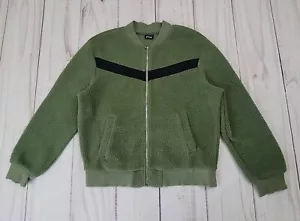 Zyia Women Olive Green Black Flying V Long Sleeve Fleece Full Zip Jacket Size L - Picture 1 of 10