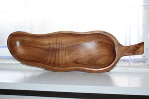 Large Vintage Teak Wood Leaf Charcuterie Board Tray - Picture 1 of 3