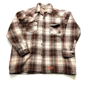 Y2K Sideout Flannel Men XL Multicolor Plaid Fleece Lined Button-Up Long Sleeve - Picture 1 of 18