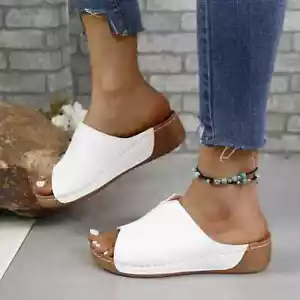 Womens Casual Orthopedic Wedge Sandals Walking Summer Slingback Flat Shoes Beach - Picture 1 of 27