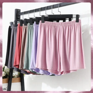Lady Elastic Waist Shorts Pyjama Bottoms Nightwear Loose Half Pants Loungewear - Picture 1 of 19