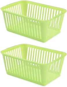 2 cestas prácticas genuinas de piel blanca verde 37 cm almacenamiento cocina baño en casa - Imagen 1 de 2