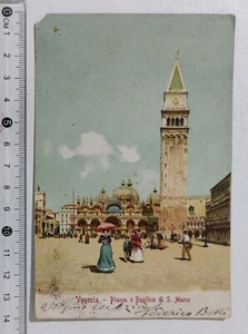I120287 Illustrated Postcard - Venice - St. Mark's Square and Basilica - VG 190?? - Picture 1 of 2