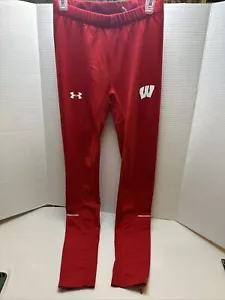 Wisconsin Badgers Women’s Red Under Armour Ankle Zip Skinny Track Pants NWOT Sm - Picture 1 of 8
