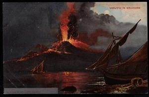 Vulkan Vesuv bei Ausbruch Italien Postkarte - Bild 1 von 1