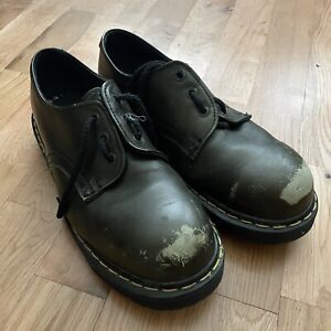 Vintage Doc Dr Martens 3 Hole Steel Toe Shoes Green UK 10 US 11 Made England MIE