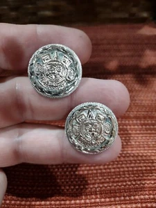 Old Mexican 10K Sterling Silver 925 Aztec Mayan Calendar Inca Mexico Cufflinks - Picture 1 of 4