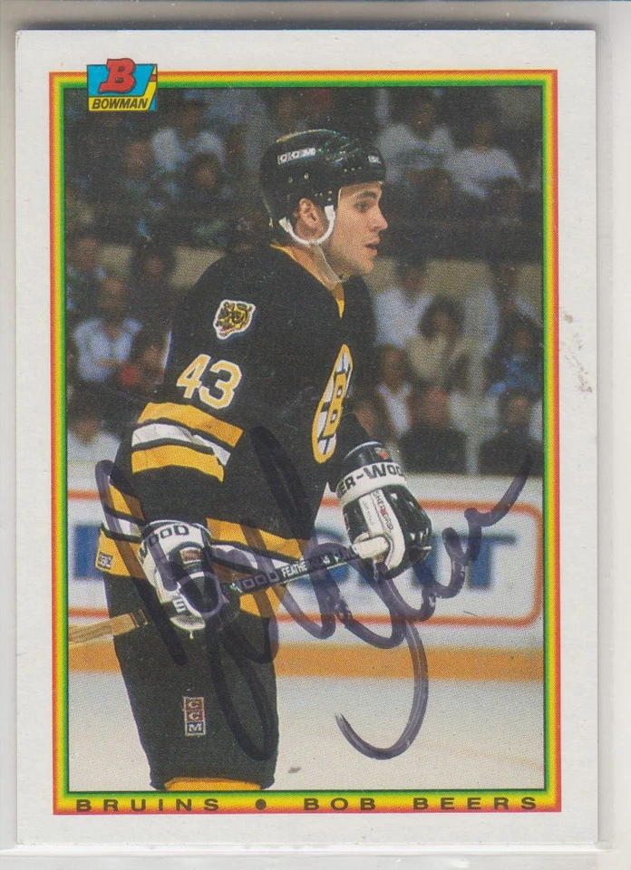 Autographed 90/91 Bowman Bob Beers - Bruins - Image 1 of 1