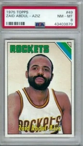 1975 Topps Basketball Karte #49 Zaid Abdul-Aziz Houston Rockets graded PSA 8 - Bild 1 von 1