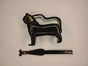 Antique rare solid bronze Big CAT Kay & Lock Padlock - Picture 1 of 17