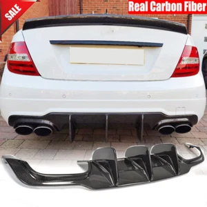 Difusor de labios de parachoques trasero de carbono real para Benz W204 C300 C63 2012-2015 reacondicionamiento - Imagen 1 de 12