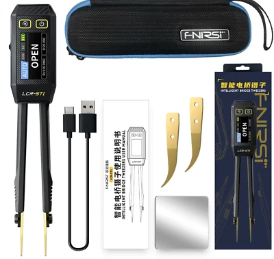FNIRSI LCR-ST1 Mini Smart Tweezer LCR SMD ESR Tester Ohm Capacitance Diode Meter - Image 1 of 4