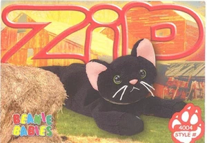 TY Beanie Babies BBOC Card Series 4 Common Zip the Black Cat NM/Mint - Bild 1 von 2