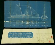 Antique 1891 Maritime Blueprint Plans Venezuelan Gun Boats Signed New York City