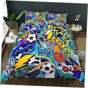 Football Bedding Sets for Teen Boys,Sport Duvet Cover Set,Basketball Twin H2 - Picture 1 of 8