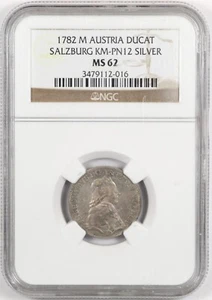 NGC MS62 1782-M Austria Ducat Salzberg Silver Pattern Coin - Picture 1 of 3