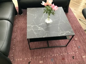 Couchtisch, Marmoroptik, Glas Schwarz, Gebraucht - Bild 1 von 3