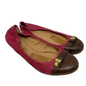 Coach Delphine Ballerinas Damen 8,5 Slipper Schnalle rosa braun Leder - Bild 1 von 8