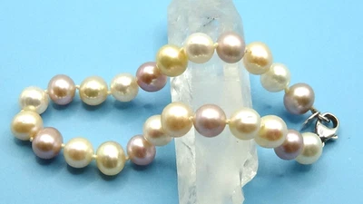 Brazalete de plata esterlina Lucas Lameth LUC pastel atado a mano de 8 mm perlas cultivadas Foto 1 de 4