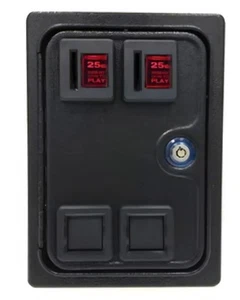Spingimonete 2 Slot Stile Americano Pulsante Rosso 25 Centesimi Porta Arcade a Monete - Foto 1 di 2