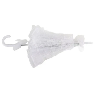 Paraguas de encaje blanco hecho a mano boda novia encaje sombrilla elegante Foto 1 de 4