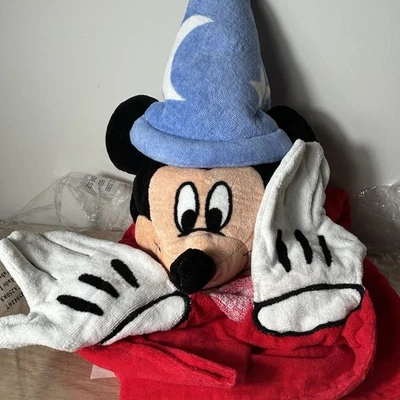 Disney Topolino Stregone con Cappuccio Peluche Asciugamano Bagno Fascia Spiaggia 100% Cotone NUOVO - Immagine 1 di 4