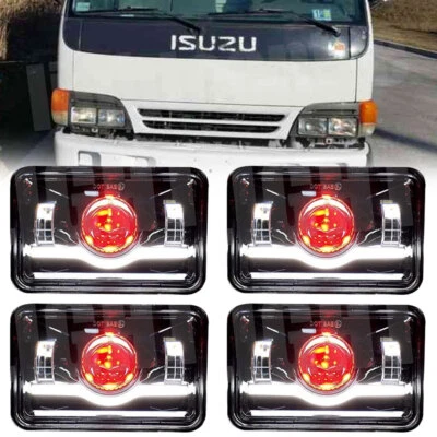 4 PIEZAS Faros LED de haz alto/bajo DRL para Isuzu NQR NPR NPR-HD 4x6"" Foto 1 de 4