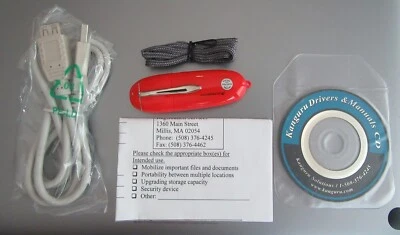 NEW KANGURU 1GB MICRO DRIVE AES-KMD FLASH DRIVE MANUAL DRIVER LANYARD USB CABLE - Image 1 of 4