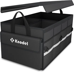 Collapsible Car Trunk Organizer with Lid Storage for SUV Truck Sedan 2C Black - Picture 1 of 12